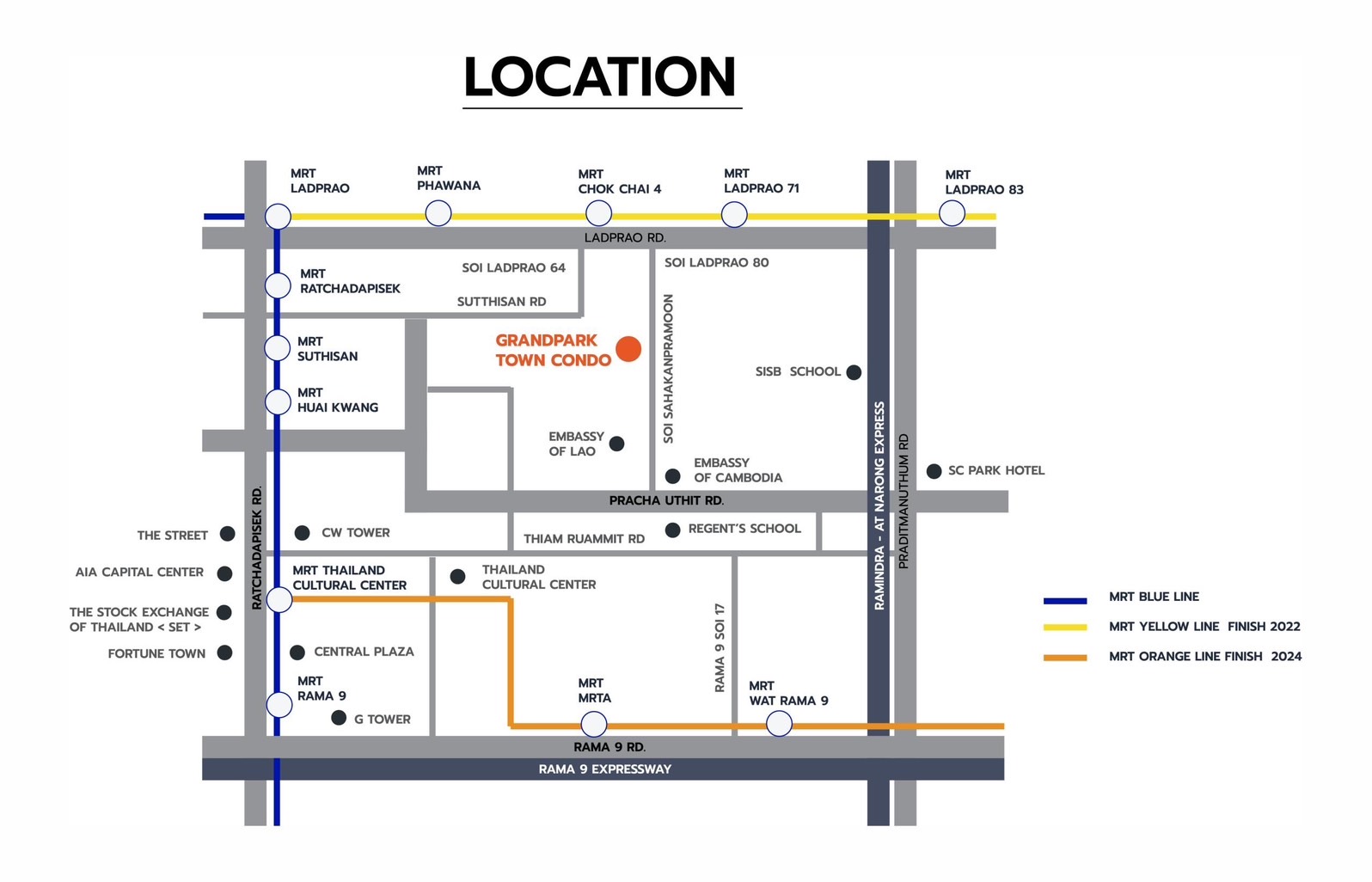คอนโด Grand Park Town (แกรนด์ พาร์ค ทาวน์) Low Rise โซนพื้นที่ ซอยสหการประมูล MRT ศูนย์วัฒธรรม ห้วยขวาง 2.5 km ให้เช่าห้องแบบ Studio 1ห้องน้ำ 1ครัวปิด ขนาดห้อง 32 ตรม. ชั้น 5