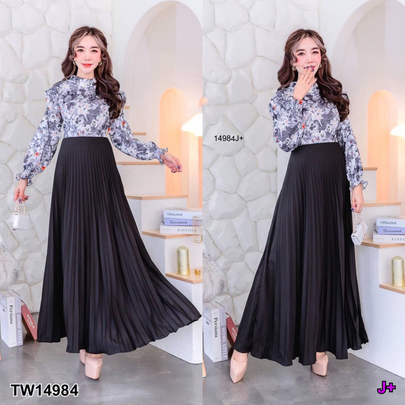 kudapy Maxi Dress เดรสยาวแขนยาวสีกรมท่า ชมพู ดำ ม่วง ช่วงบนผ้าลาดอก ช่วงกระโปรงเป็นอัดพรีทผ้าไหมเกาหลีเกรดเอสีพื้น