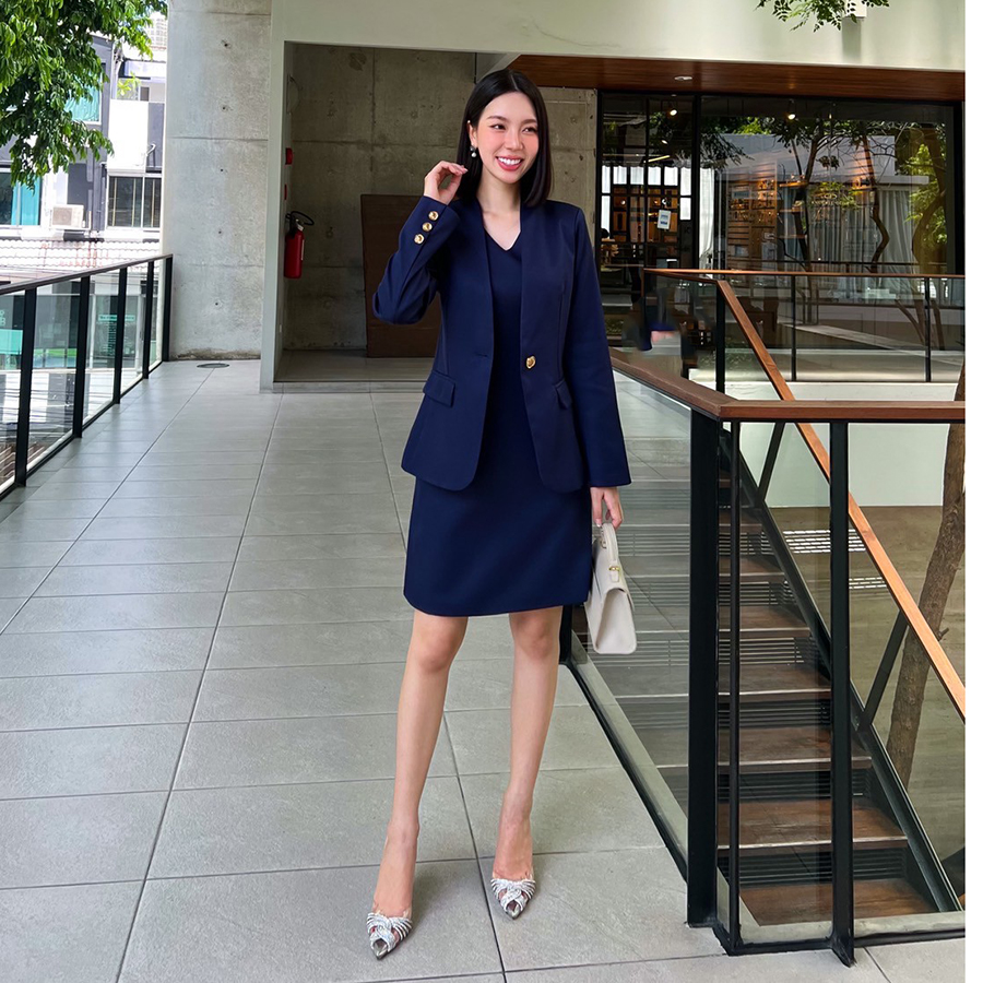 kudapy Set blazer +dress เซ็ตเข้าชุดสีกรมท่าเรียบหรู ใส่สบาย สไตล์ working woman