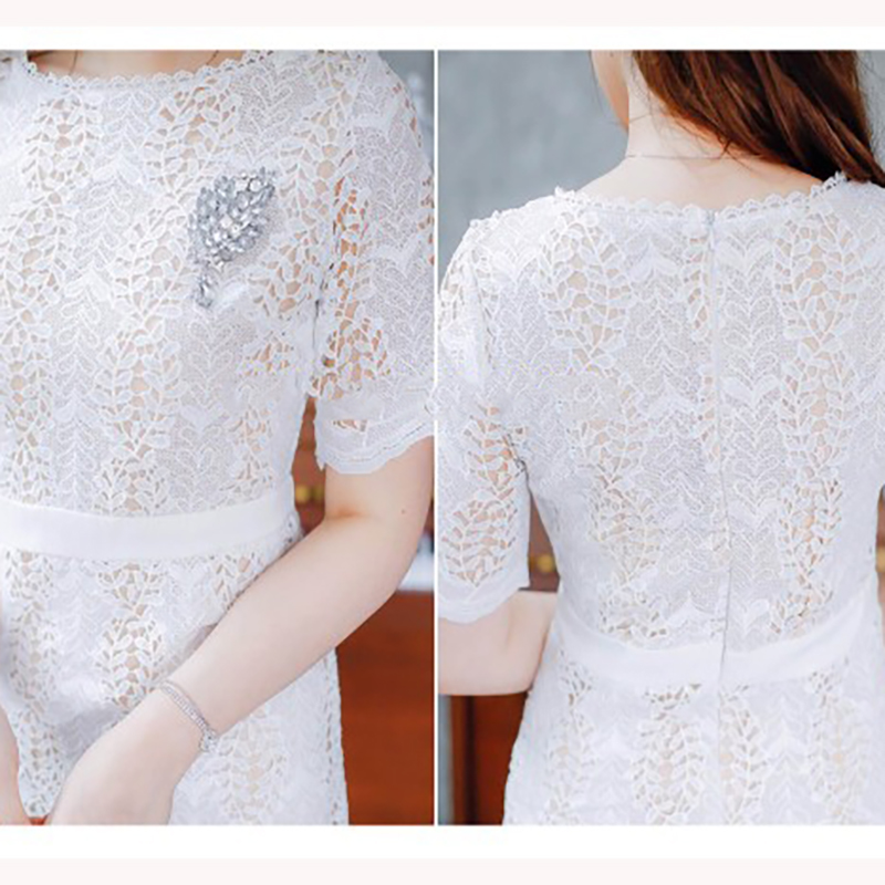 kudapy เดรสสั้นลูกไม้สีดำ/สีขาว แขนสั้น แต่งซับในสีเนื้อตัดกับสีชุดโชว์ลายลูกไม้สวยๆ ผ้าลูกไม้หนาเนื้อดีลายชัดเจน
