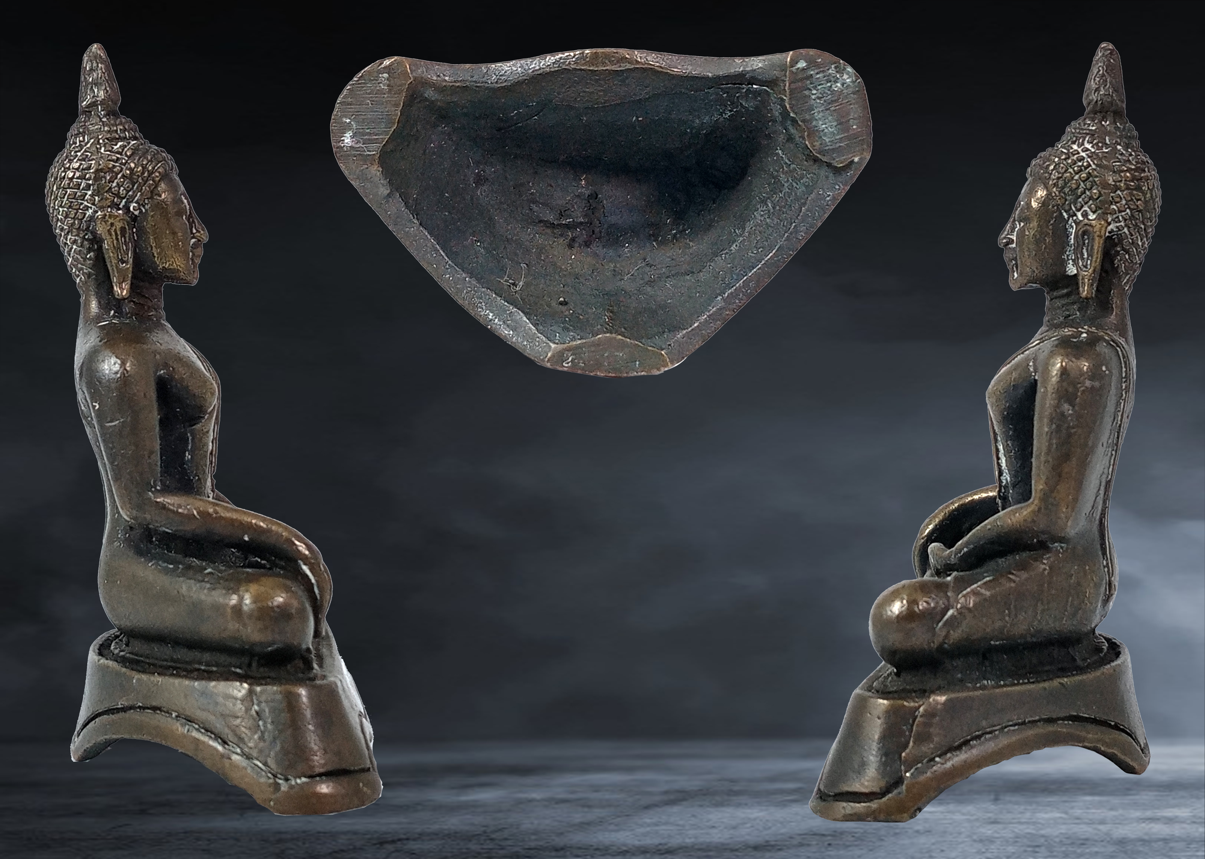 พระบูชาหน้ารถ พระกำแพงสามขา วัดเสด็จ จ.กำแพงเพชร เนื้อทองเหลือง หน้าตัก ๑.๕ นิ้ว