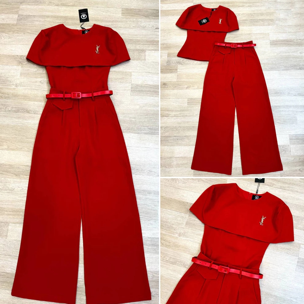 kudapy เซตเสื้อแต่งคลุมไหล่+กางเกงขายาวทรงกระบอกสีขาว ,สีชมพู