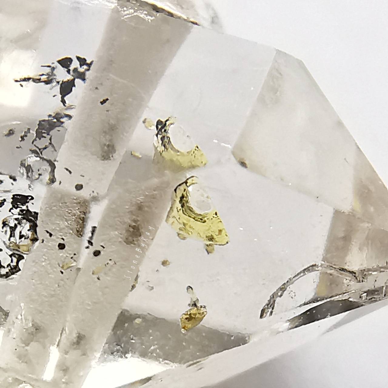สร้อยคอเงินจี้หินเฮอร์คิเมอร์ไดม่อน Golden Enhydro Herkimer Diamond