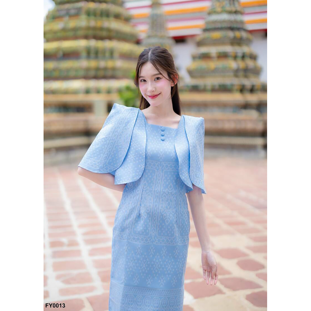 kudapy เดรสแต่งแขนสองชั้นคอเหลี่ยม