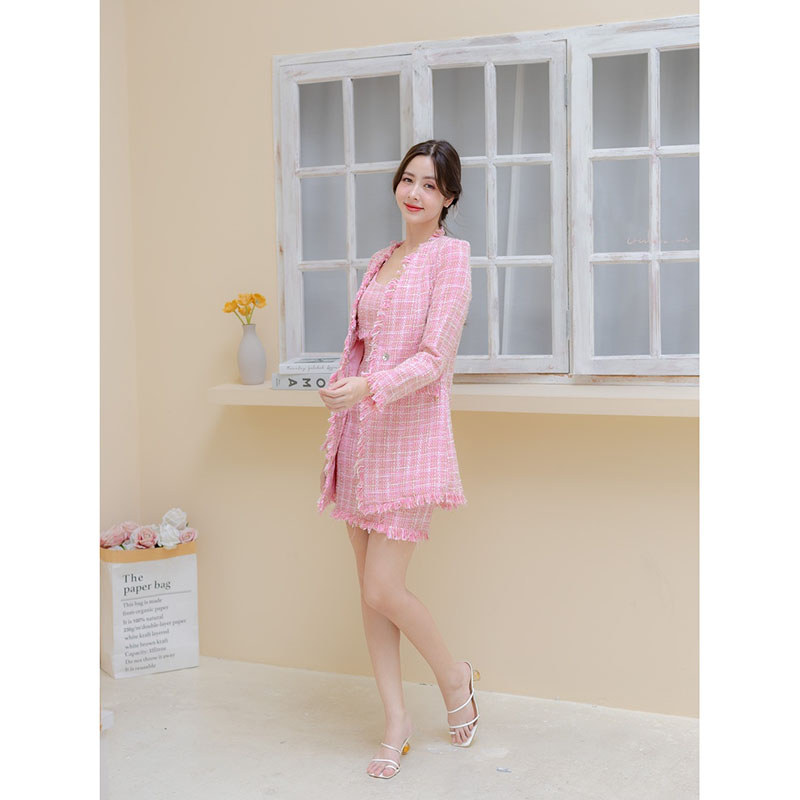 kudapy ชุดเซต 2 ชิ้นสีชมพู/สีเหลือง งานผ้าทวิตสีหวาน พาสเทล แมตช์ง่ายใส่ได้หลายลุค เรียบๆแบบคุณหนู แต่ก็เรียบหรู