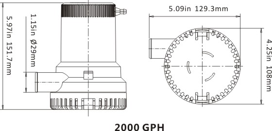 ปั๊มน้ำแบบแช่โซล่าเซลส์ Gphad2000-6M 12V-8A