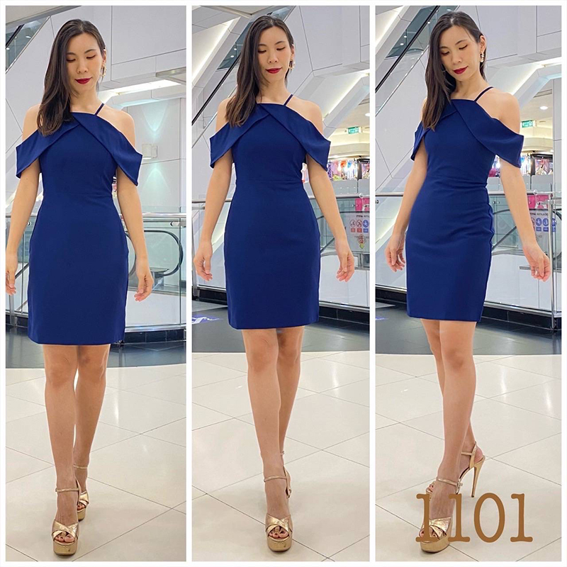 kudapy เดรสสั้นสีกรม/ครีม/ชมพู/ส้มอิฐ สายเดี่ยว ปิดบ่า ผ้าเครปเกาหลี เข้ารูป ใส่ออกงานสวยดูดี