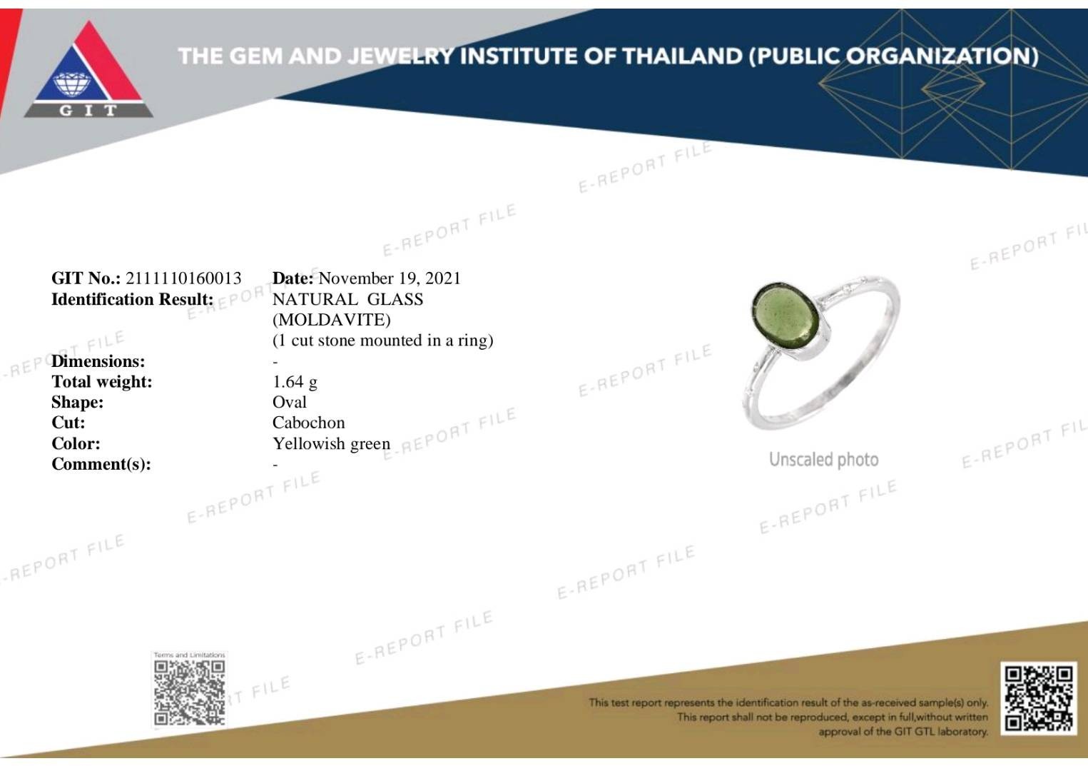 แหวนเงินสะเก็ดดาวโมดาไวต์(Moldavite)
