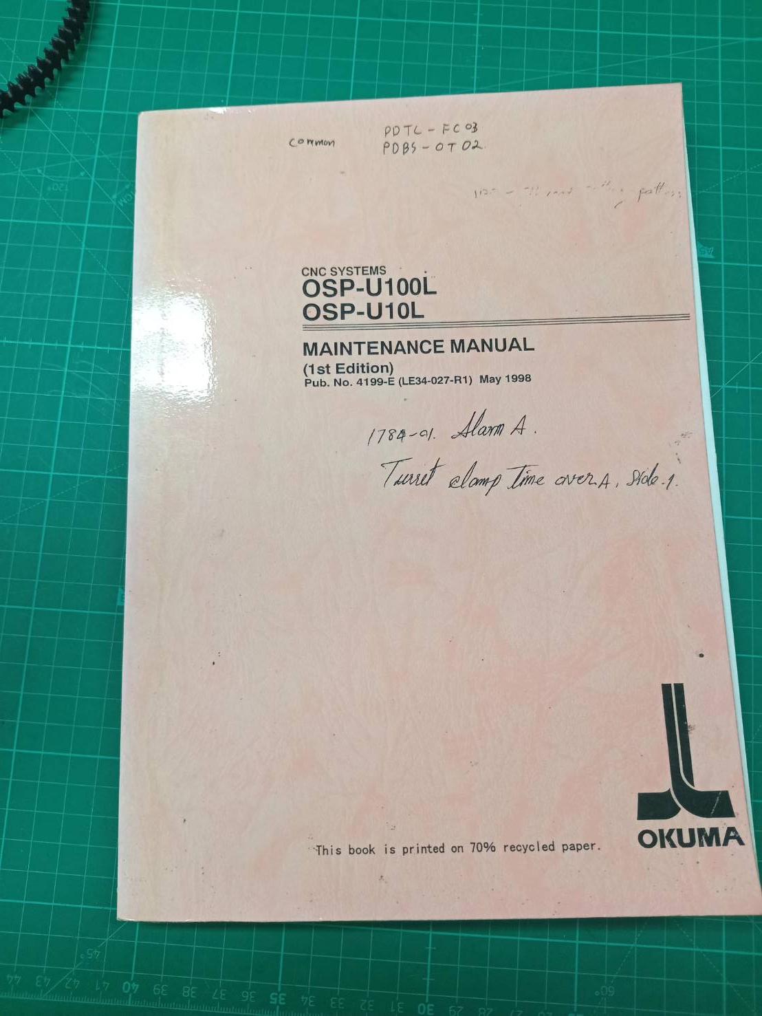 OKUMA OSP-U100L,10L MAINTENANCE MANUAL WIRING DIAGRAM