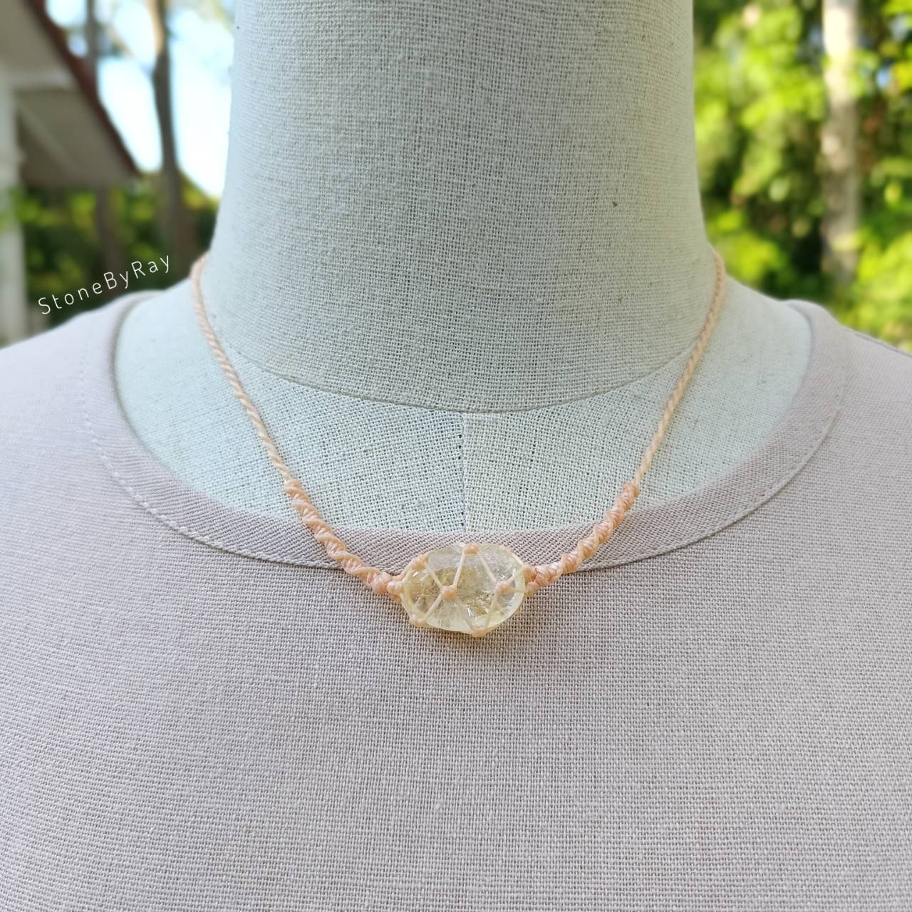 สร้อยคอเชือกถักหินจี้หินซิทริน Citrine