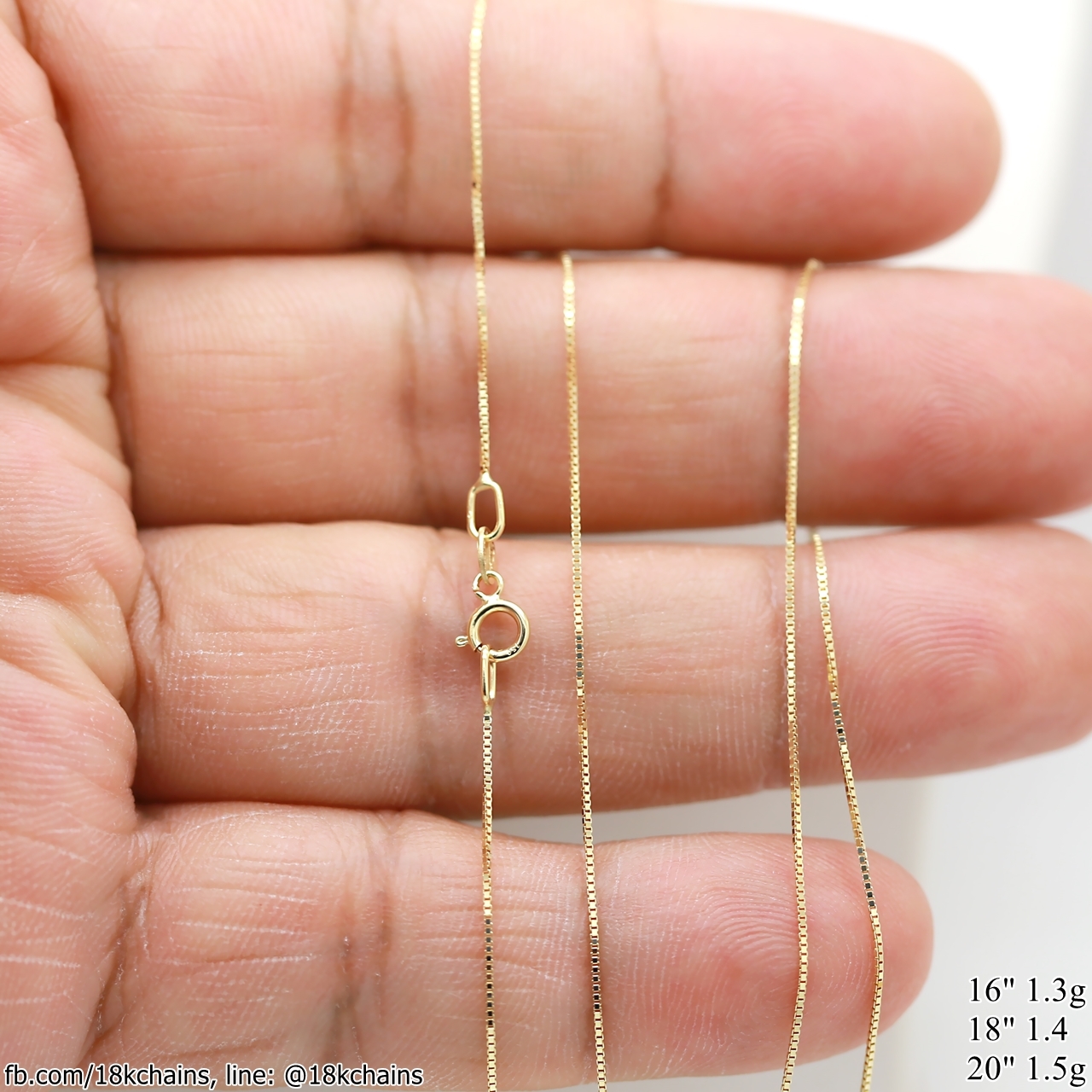 สร้อยอิตาลี18kแท้ ลายบ๊อคเชน รุ่นเล็ก 0.8mm