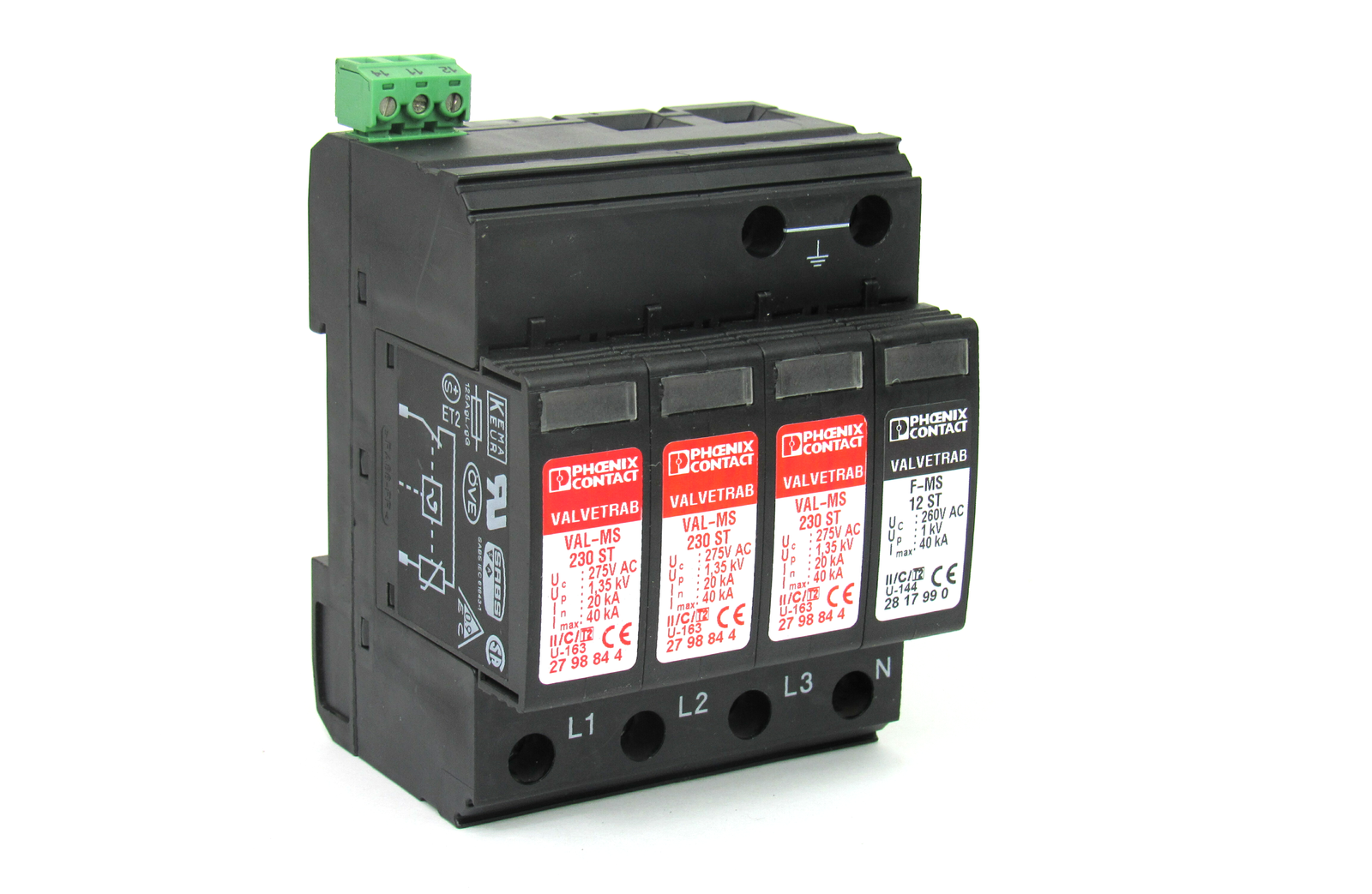 VAL-MS 230/3+1 FM - Type 2 surge arrester with Remote alarm contact Surge protector AC SPD 3phase Phoenix Contact (ฟีนิกซ์ คอนแทคท์) อุปกรณ์ป้องกันไฟกระซาก ฟ้าผ่า 3เฟส Type 2 - Item number 2838199