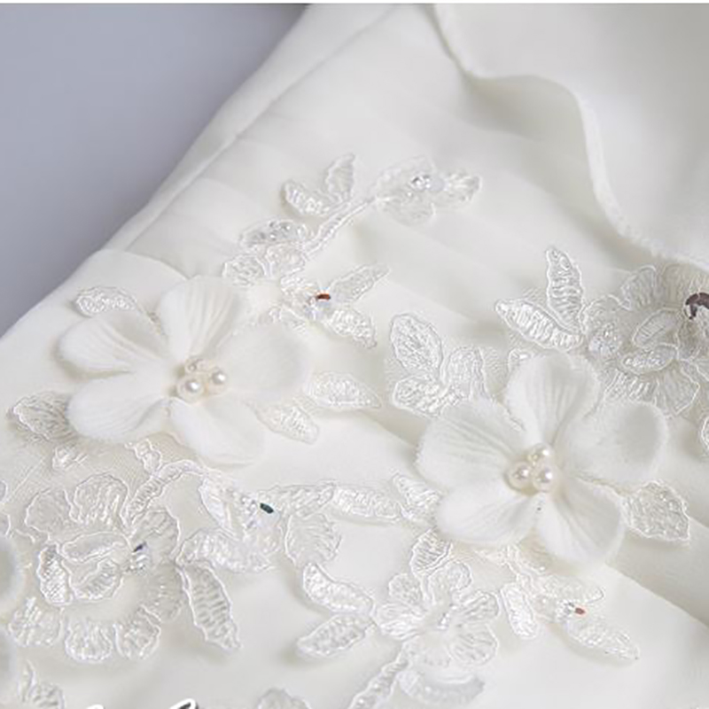 kudapy ชุดราตรียาวสีชมพู/สีขาว ชุดราตรีปิดไหล่ผ้าชีฟอง แต่งดอกและลูกปัดสวยตามแบบ