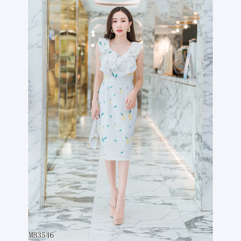 kudapy เดรสสั้นสีขาว แขนกุดทรงโบว์ดด๊สุภาพเรียบร้อยใส่่สบายตัว