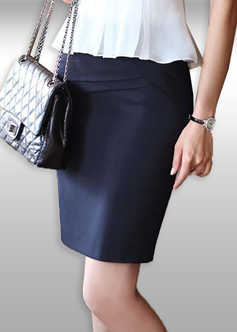 กระโปรงสั้นสีกรมท่า ทรงเอใส่ทำงาน จับจีบเอวตามแบบ ทรงสวยเข้ารูป S 3XL