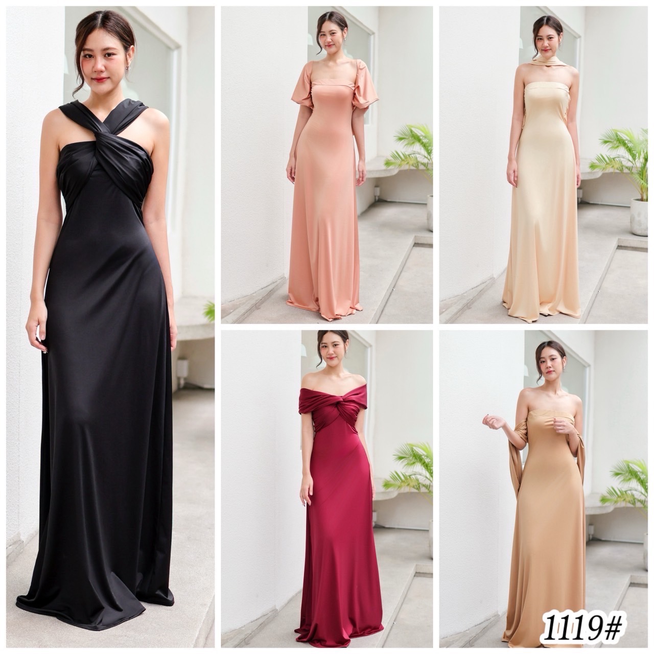 kudapy ชุดราตรีสุดหรู ออกงานปังๆ ใส่ได้หลายแบบ เปิดบ่า/คล้องคอ/เกาะอก กระโปรงทรงเอ เนื้อผ้า ไลคราหนา สวยพริ้ว