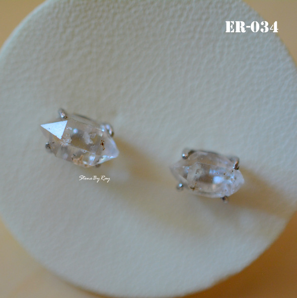 ต่างหูเงินหินเฮอร์คิเมอร์Herkimer Diamond (ER-034)