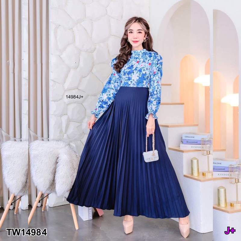 kudapy Maxi Dress เดรสยาวแขนยาวสีกรมท่า ชมพู ดำ ม่วง ช่วงบนผ้าลาดอก ช่วงกระโปรงเป็นอัดพรีทผ้าไหมเกาหลีเกรดเอสีพื้น