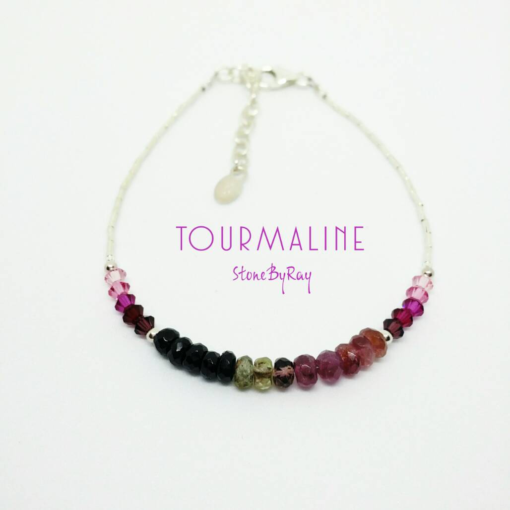 สร้อยข้อมือเงินหินทัวมาลีน(Tourmaline)