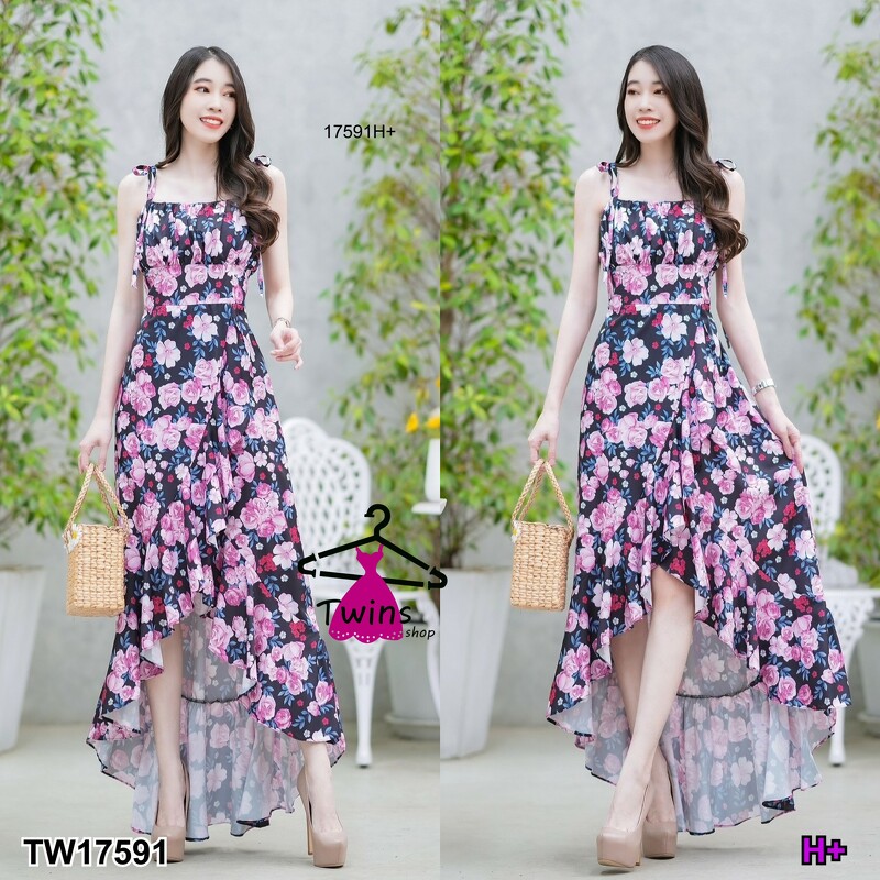 kudapy แม็กซี่เดรสสายเดี่ยวผูกไหล่ แต่งระบายบายแหวกหางปลา มีสายผูกโบว์หลัง ผ้าไหมอิตาลี่