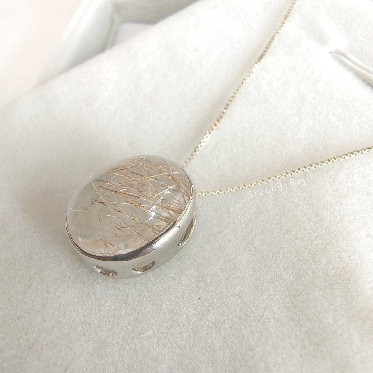 สร้อยคอเงินจี้หินไหมนาค Red Rutilated Quartz