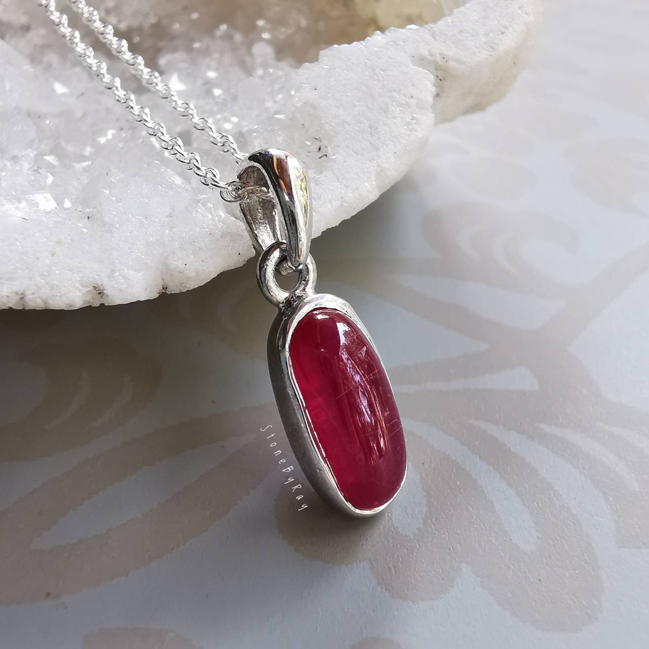 สร้อยคอเงินจี้พลอยทับทิม Ruby
