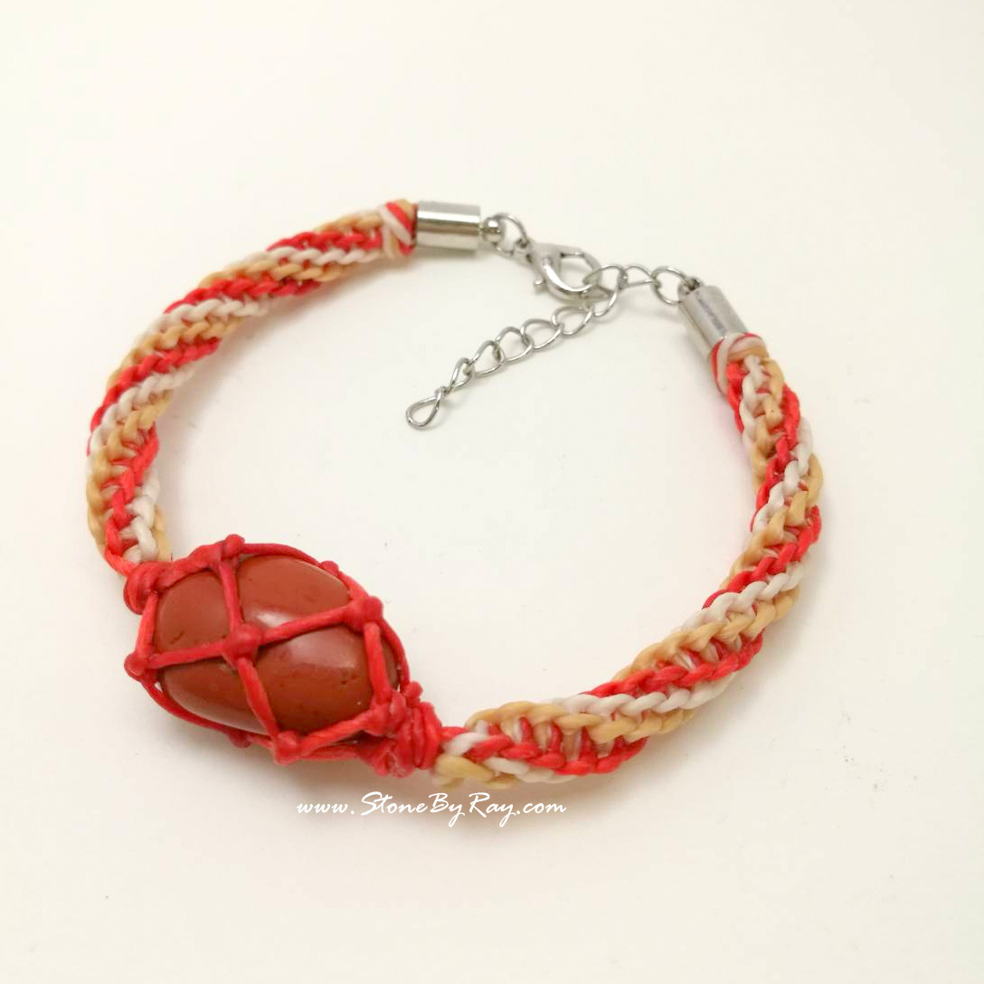 สร้อยข้อมือเชือกถักกับหินแจสเปอร์ (Red Jasper)