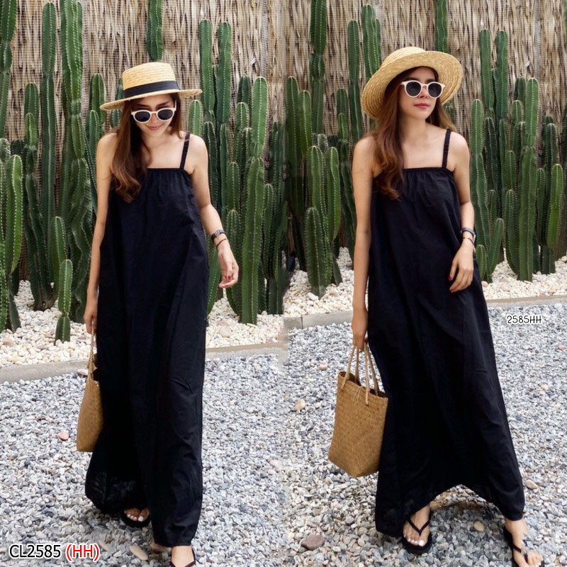 kudapy เดรสยาวสีขาว,ดำ,ชมพู สายเดี่ยว ผ้าคอตตอนเต็มตัว ชุดนี้ใช้ผ้าจัดเต็มมาก ใส่ทิ้งตัวพริ้วสวย