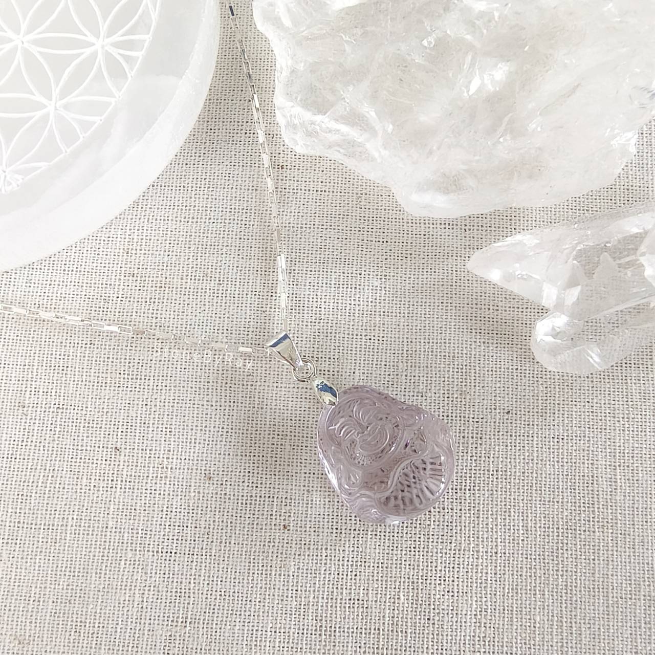สร้อยคอเงินจี้พระสังกัจจายน์หินอเมทิสต์ Amethyst
