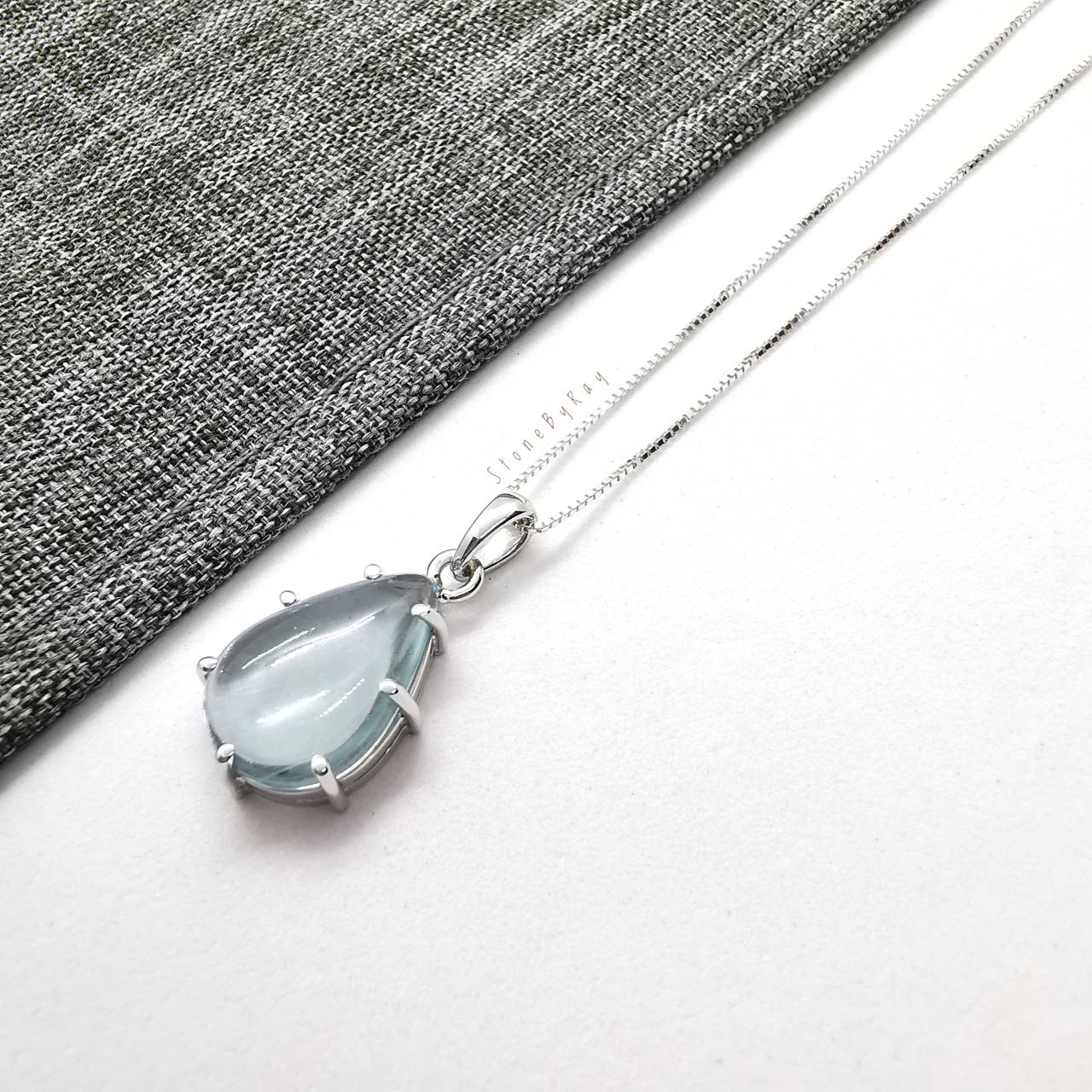 สร้อยคอเงินจี้หินอความารีน Aquamarine