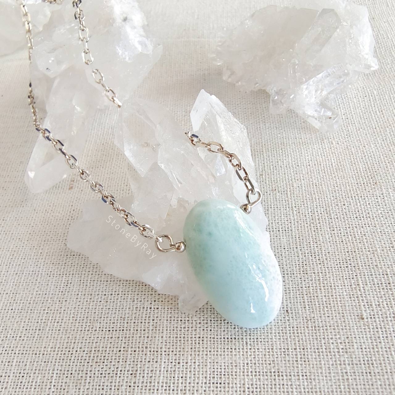 สร้อยคอเงินจี้หินลาริมาร์ Larimar