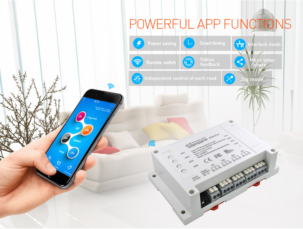 ITEAD Sonoff 4CH Pro สวิตซ์ Wi-FI และ RF 4 ช่อง พร้อม 3 โหมดการทำงาน