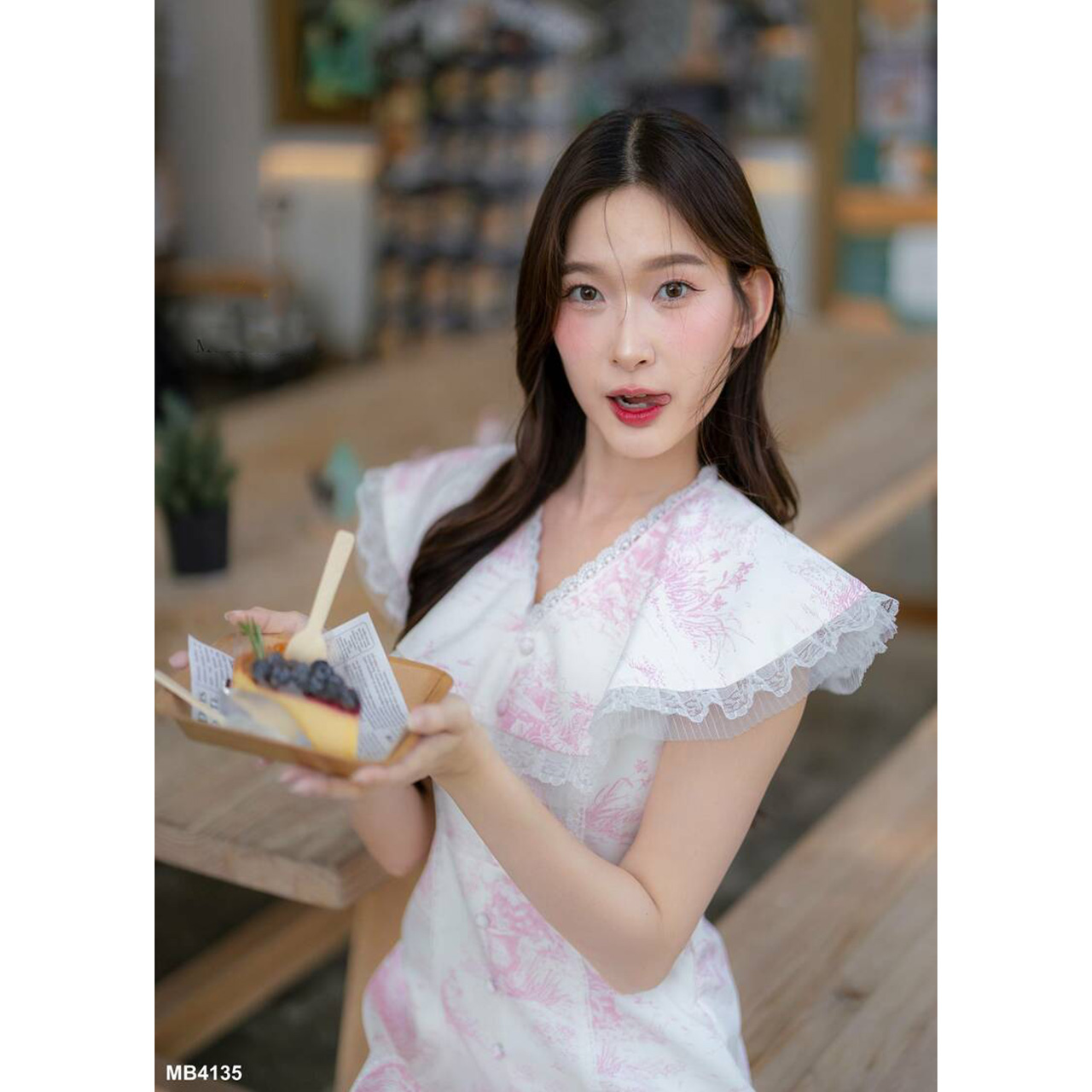 kudapy เดรสยาวคอปกแต่งระบายผ้าลูกไม้ใส่สบายสวยดูดี