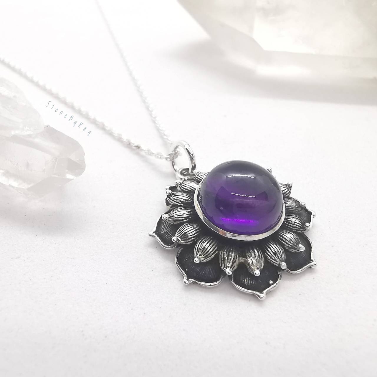 สร้อยคอเงินจี้หินอเมทิสต์ Amethyst