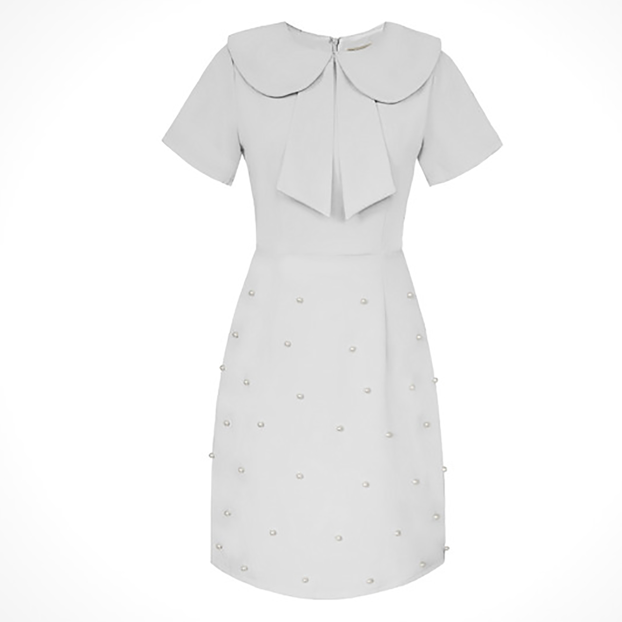 kudapy เดรสสั้น คอกลมกระโปรงแต่งมุก