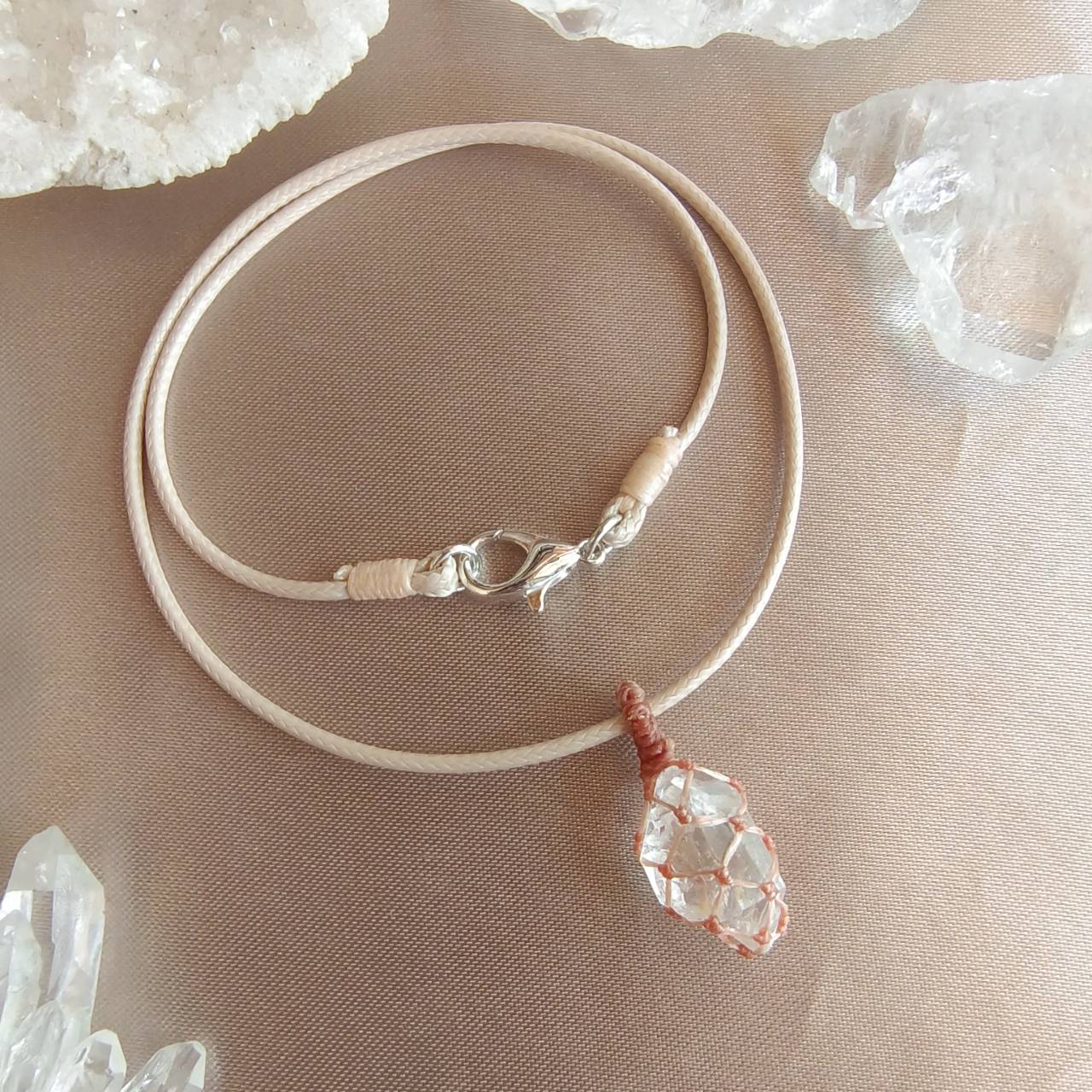 สร้อยคอเชือกจี้หินเฮอร์คิเมอร์ไดม่อน Herkimer Diamond