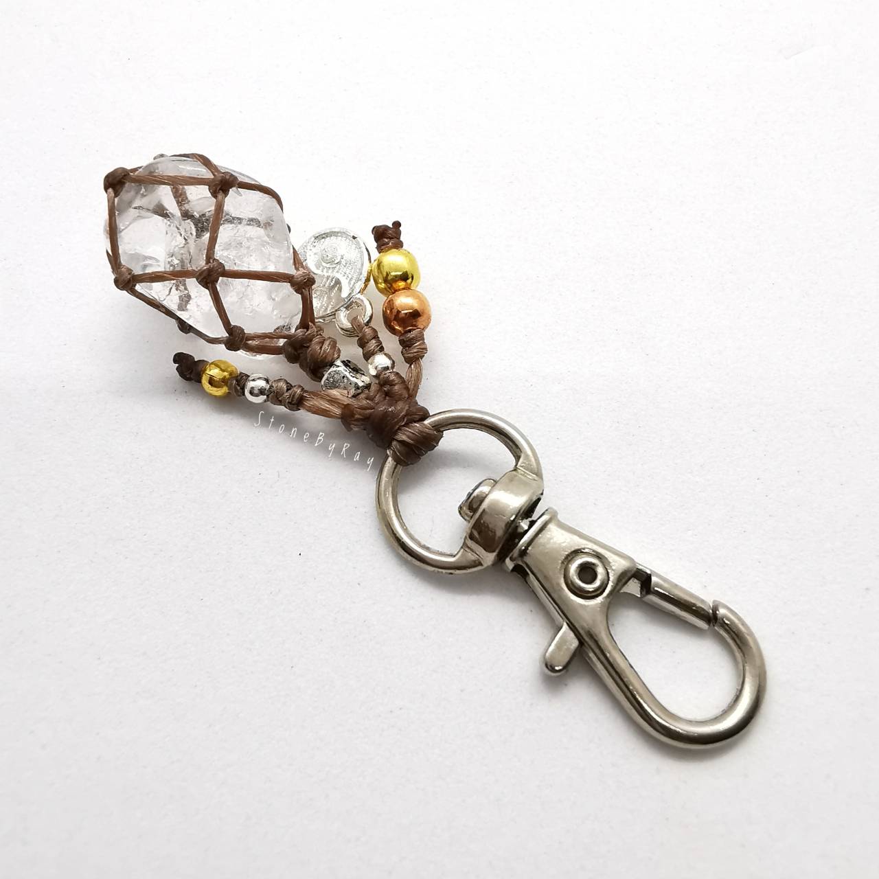 พวงกุญแจเชือกถักหินคริสตัลควอตซ์ Crystal Quartz