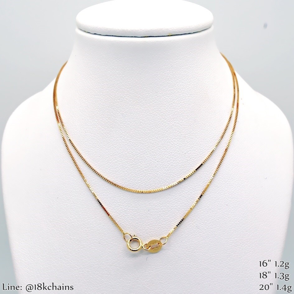 สร้อยอิตาลี18kแท้ ลายบ๊อคเชน รุ่นเล็ก 0.8mm