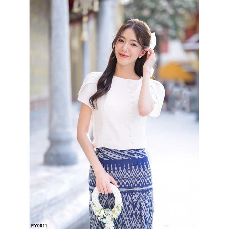 kudapy ชุดเซ็ทเสื้อ+กระโปรงลายไทยลิซ่า ใส่สบายสวยดูดี