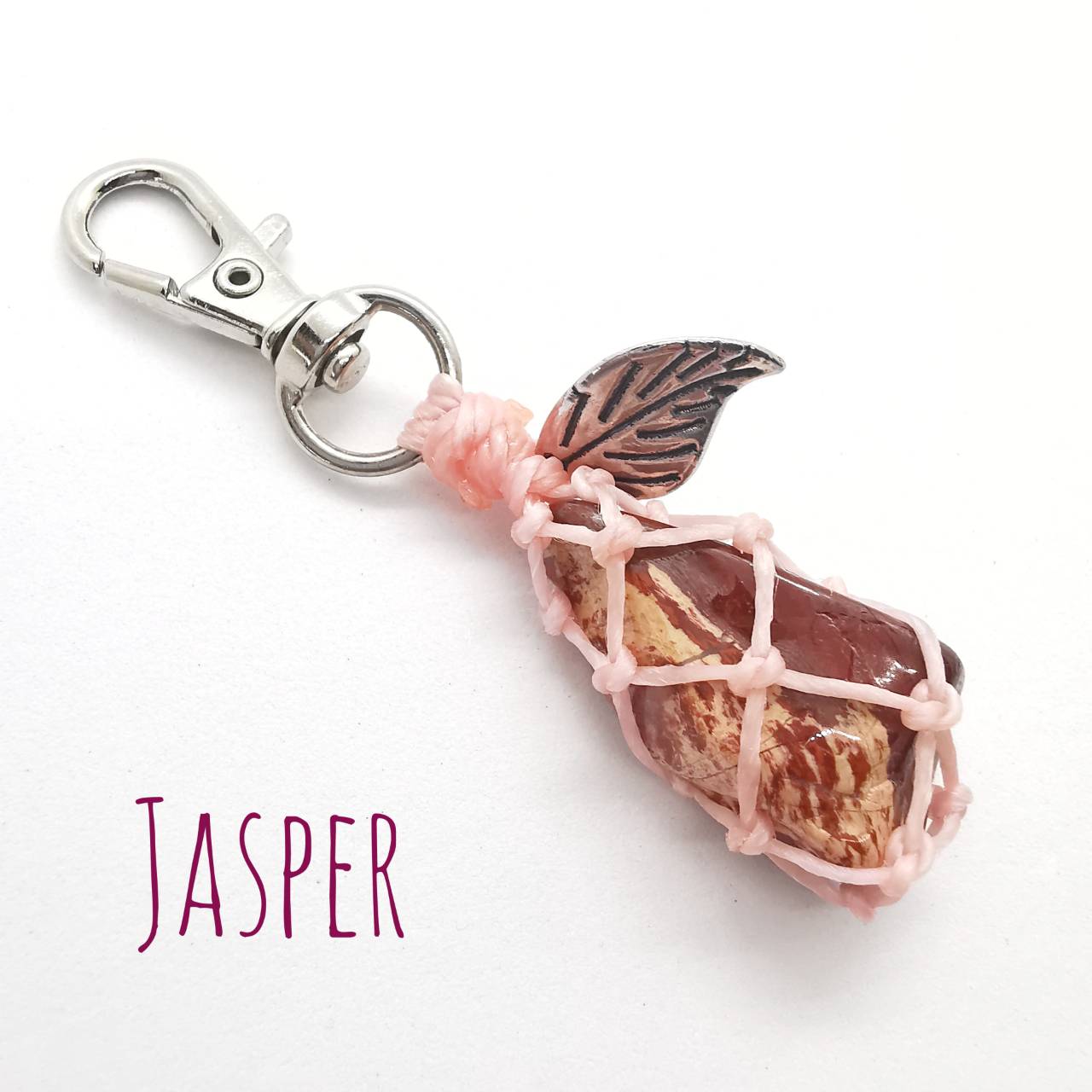 พวงกุญแจเชือกถักหินแจสเปอร์ Jasper