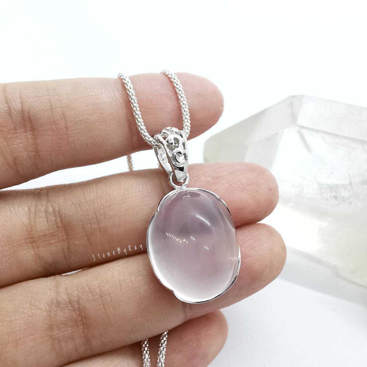 สร้อยคอเงินจี้หินมิลกี้ควอตซ์ Milky Quartz