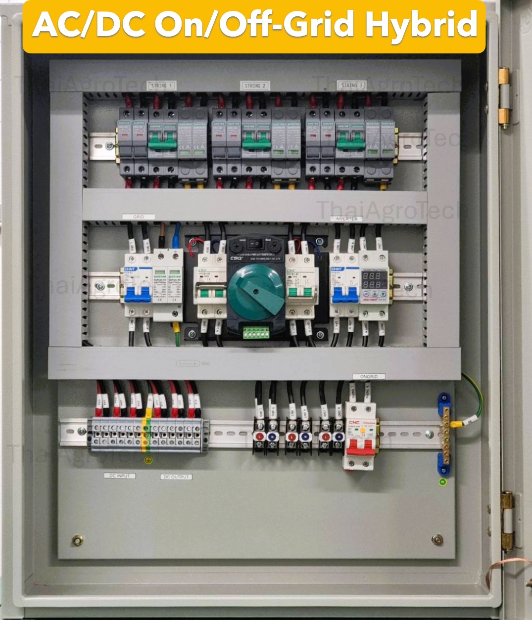 ตู้ไฟ ตู้คอมบายเนอร์ สำหรับระบบโซล่าเซลล์แบบ ออนออฟกริดไฮบริด 3สตริง 1เฟส AC-DC Combiner On/Off-Grid Hybrid 3 String 1Phases