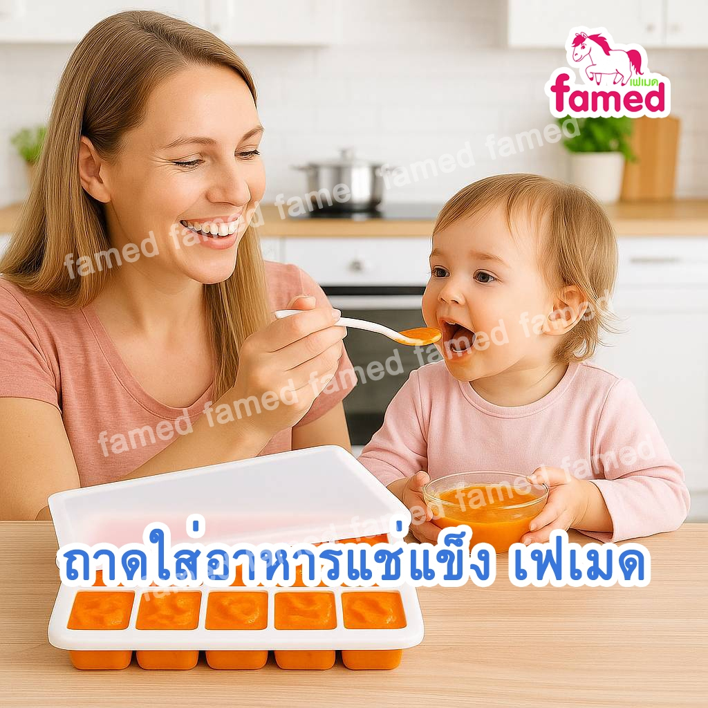 เฟเมด famed ถาดซิลิโคนใส่อาหารแช่แข็ง ขนาด 15 ช่อง FOOD GRADE BPA FREE