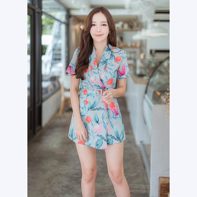 kudapy จั้มสูทกางเกงขาสั้นสีชมพู,เขียว,ครีม สวยใสใส่สบายตัวเนื้อผ้าดีมากๆ