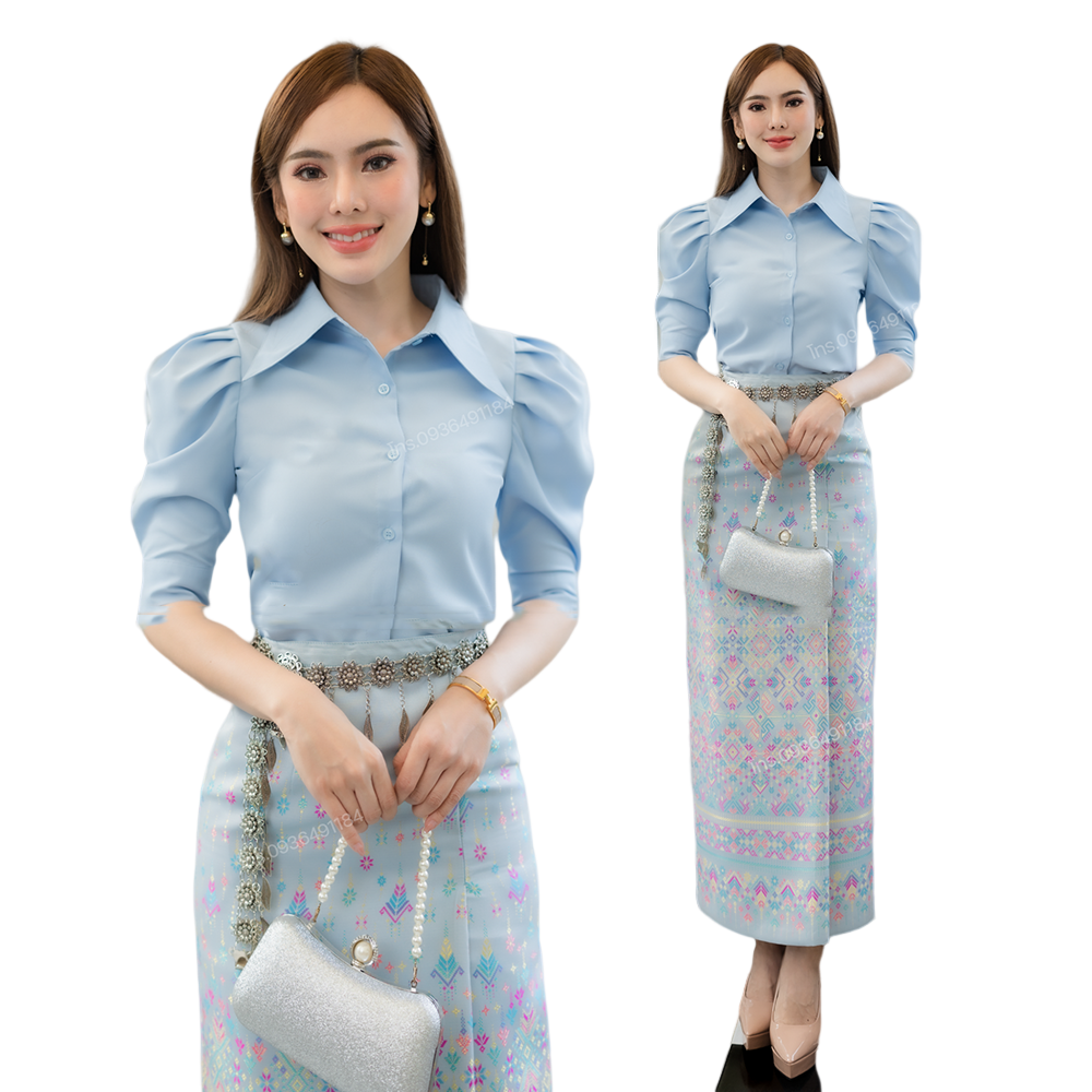 kudapy เสื้อเชิ้ตไปงานแต่ง เสื้อคอปกสีแดง สีฟ้า สีขาว สีชมพูกะปิ ใส่เข้าชุดกับผ้าถุงไปงานเก๋ๆได้เลยค่ะ หรือจะใส่ทำงานก็สวยมากนะคะ (ราคาเฉพาะเสื้อ)