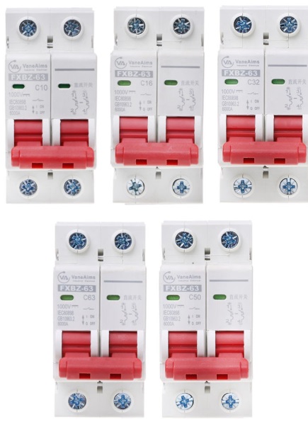 2P DC 1000V Solar Mini Circuit Breaker 10A/16A/32A/50A/63A DC