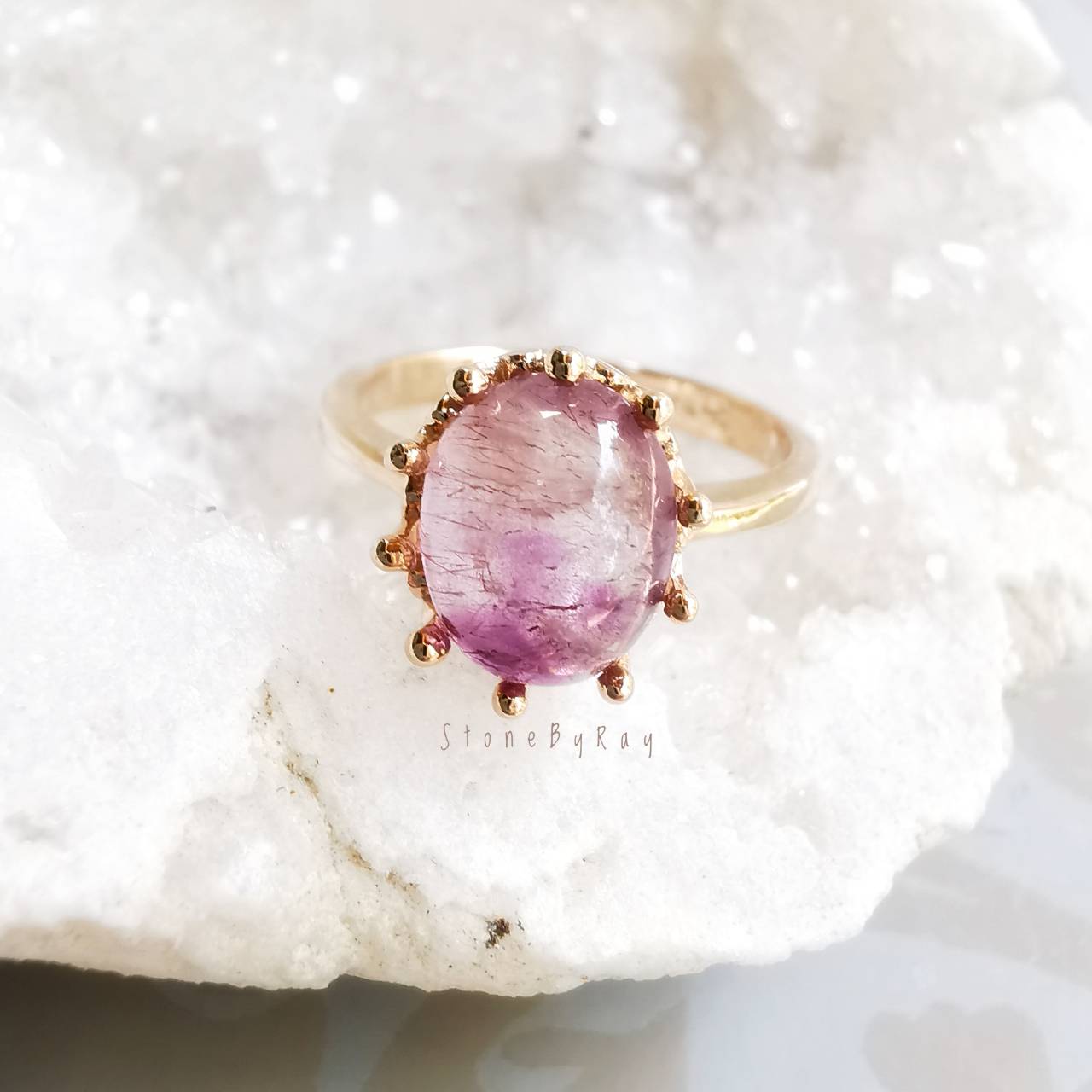 แหวนเงินหินซุปเปอร์เซเว่น(สีPink Gold)