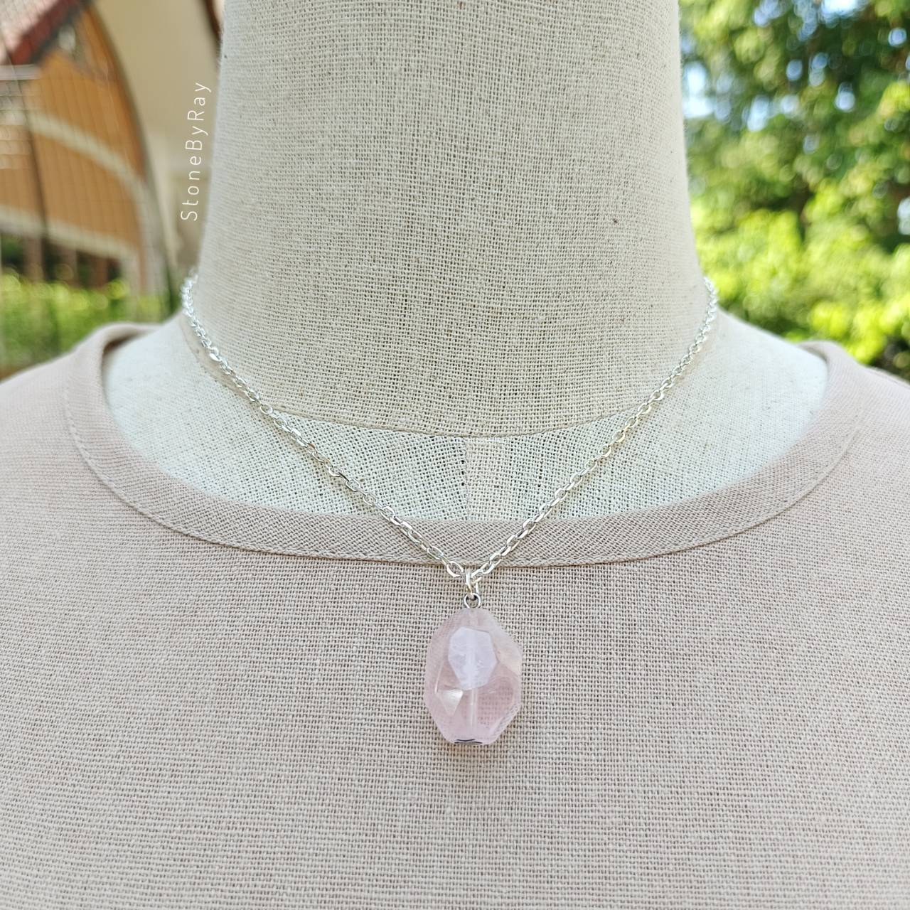 สร้อยคอเงินจี้หินโรสควอตซ์ Rose Quartz