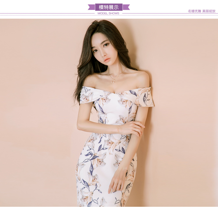 kudapy เดรสใส่ออกงาน ผ้าโพลีเอสเตอร์ผสม เนื้อดี พื้นสีขาว พิมพ์ลายดอกไม้