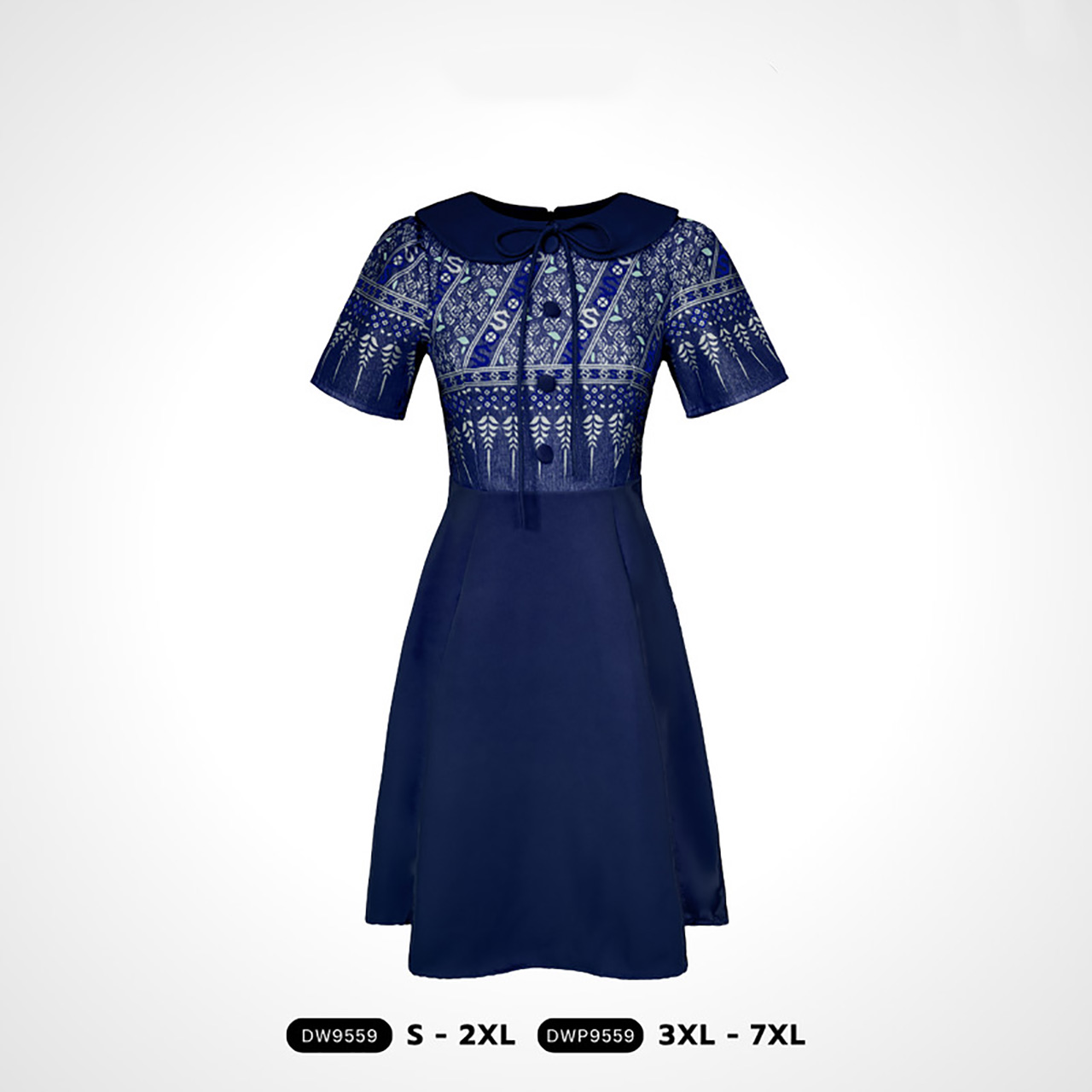 kudapy เดรสสั้นสีกรม/สีม่วง/สีส้ม เสื้อพิมพ์ลายแต่งกระดุม ผ้าลายไทย